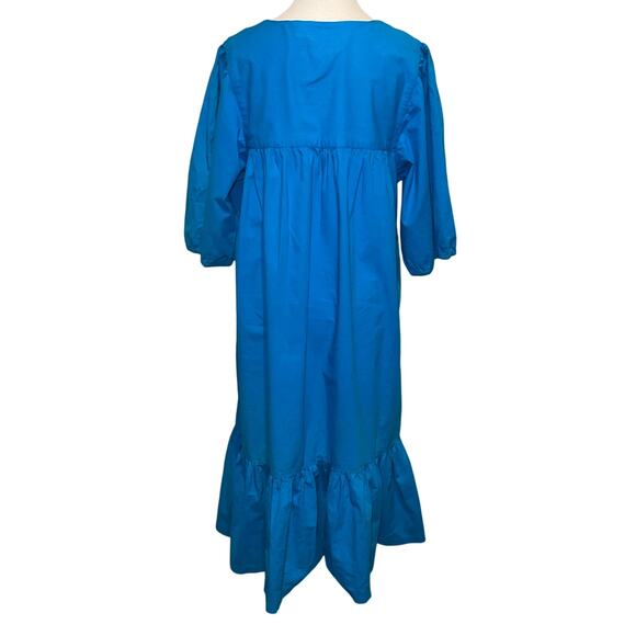 Sandy Starkman Loungewear Vintage Embroidered Nightgown Turquoise Est. Size M - Picture 4 of 13